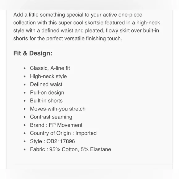 NWT Free People Movement hot shot skortsie - Picture 4 of 4